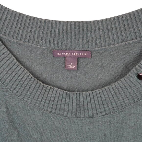 Banana Republic Womens Short Sleeve Sweater S Silk & Cotton Blend Green - Picture 2 of 7